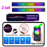 Car Music Rhythm Lamp Air Freshener RGB LED Strip Sound Control Voice Rhythm Atmosphere Light 256 Colors Option App Control