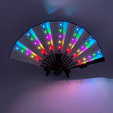 New color design colorful change rechargeable LED fan rave party lighting supplies 13inches fan glowing for music disco party