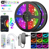 TUYA WIFI LED Lights Strips Bluetooth Smart IR Remote Control RGB LED Strip Adhesive Tape Holiday Decorations Christmas Light