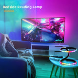 RGB LED Corner Floor Lamp with Remote, USB Powered Inches Adjustable Height, Aluminum & Plastic Black Mood Lighting, Detachable