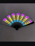 New color design colorful change rechargeable LED fan rave party lighting supplies 13inches fan glowing for music disco party