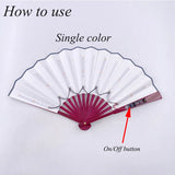 New color design colorful change rechargeable LED fan rave party lighting supplies 13inches fan glowing for music disco party