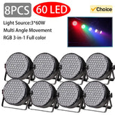 8PCS 3W*60 LED Disco Lights DMX 512 Sound Control Mini Stage Light Audience Party Ambience Light Wedding Club 3 in 1 Par lamp