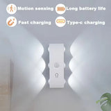 RGB Smart Motion Sensor Night Lights LED Wall Lamps USB Rechargeable for Bedroom Hallway Stairs Office Ambient Lighting