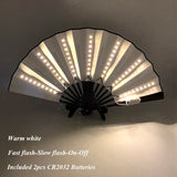 New color design colorful change rechargeable LED fan rave party lighting supplies 13inches fan glowing for music disco party