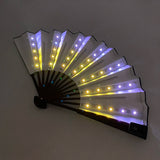 New color design colorful change rechargeable LED fan rave party lighting supplies 13inches fan glowing for music disco party