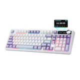 AJAZZ AK980 White Mechanical Keyboard with Smart Display&Knob, Full Size RGB Wireless Keyboard, Hot-Swap PBT Keycaps 98% Keeb