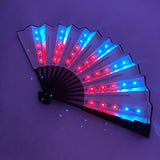 New color design colorful change rechargeable LED fan rave party lighting supplies 13inches fan glowing for music disco party
