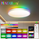 RGBIC LED Ceiling Light Dimmable with APP & Remote Control, 16 Million Colors, Smart Voice Control, Music Mode for Living Room