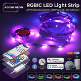 RGBIC Smart Tuya WiFi LED Strip Lights Bluetooth APP Control USB DC 5V RGB LED Light for Living Room Decor Atmosphere Lamp 1-5m