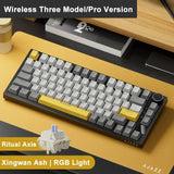 Ajazz Ak820 Pro RGB Tri-Mode Gaming Mechanical Keyboard 82 Key upgrade Wireless Gamer Keyboard Custom Gasket for Pc Laptop