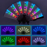 New color design colorful change rechargeable LED fan rave party lighting supplies 13inches fan glowing for music disco party
