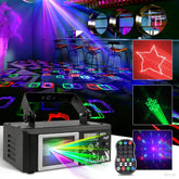 5D Animation Laser Stage Light Disco Party LED UV Lighting System with Remote Control & Sound Activated for Club Bar DJ KTV