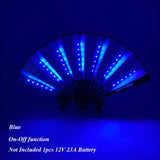 New color design colorful change rechargeable LED fan rave party lighting supplies 13inches fan glowing for music disco party