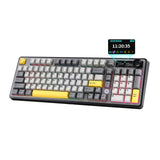 AJAZZ AK980 White Mechanical Keyboard with Smart Display&Knob, Full Size RGB Wireless Keyboard, Hot-Swap PBT Keycaps 98% Keeb