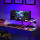 RGB LED Corner Floor Lamp with Remote, USB Powered Inches Adjustable Height, Aluminum & Plastic Black Mood Lighting, Detachable