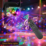 Party Lights,Disco DJ Strobe Light Rave Stage Projector Effect Dance Club Light Sound Activated with Remote Control for Parties