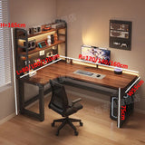 L-Shaped Desk with Bookshelf for Home Office Computer Gaming Table Corner Desk for Notebook Children Writing Computer Desk