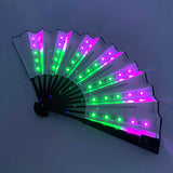 New color design colorful change rechargeable LED fan rave party lighting supplies 13inches fan glowing for music disco party
