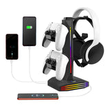 GB Headphone Stand for Desk - Controller Stand & Gaming Headset Holder with USB & Type-C Ports, Rotatable Earphone