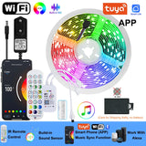 TUYA WIFI LED Lights Strips Bluetooth Smart IR Remote Control RGB LED Strip Adhesive Tape Holiday Decorations Christmas Light