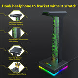 RGB Gaming Headphone Stand Dual USB Port 3.5mm Audio Port 10 Lighting Effects Desktop Gaming Headset Holder Hanger for Gamer PC