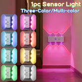 RGB Smart Motion Sensor Night Lights LED Wall Lamps USB Rechargeable for Bedroom Hallway Stairs Office Ambient Lighting