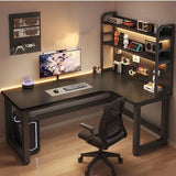 L-Shaped Desk with Bookshelf for Home Office Computer Gaming Table Corner Desk for Notebook Children Writing Computer Desk
