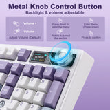 AJAZZ AK980 White Mechanical Keyboard with Smart Display&Knob, Full Size RGB Wireless Keyboard, Hot-Swap PBT Keycaps 98% Keeb