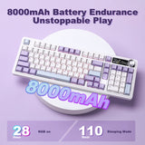 AJAZZ AK980 White Mechanical Keyboard with Smart Display&Knob, Full Size RGB Wireless Keyboard, Hot-Swap PBT Keycaps 98% Keeb