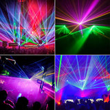 Party lights, DJ disco lights, 4-beam DMX and voice-controlled laser lights, light show stroboscopic party lights ambient lights