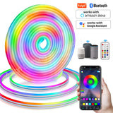 Tuya WiFi LED Neon Strip Light 12V RGBIC Smart Strip Light IP67 Waterproof RGB Chasing Flexible Tape Dream Color with  Alexa